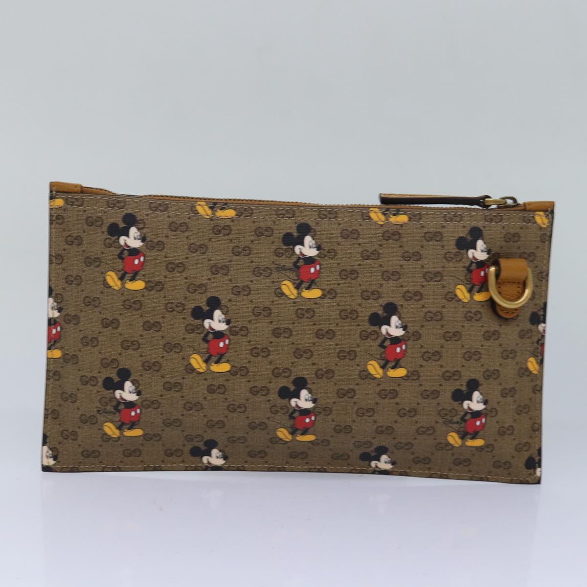 GUCCI Micro GG Disney Mickey Mouse Tote Bag PVC Leather Brown 547947 Auth 80986S