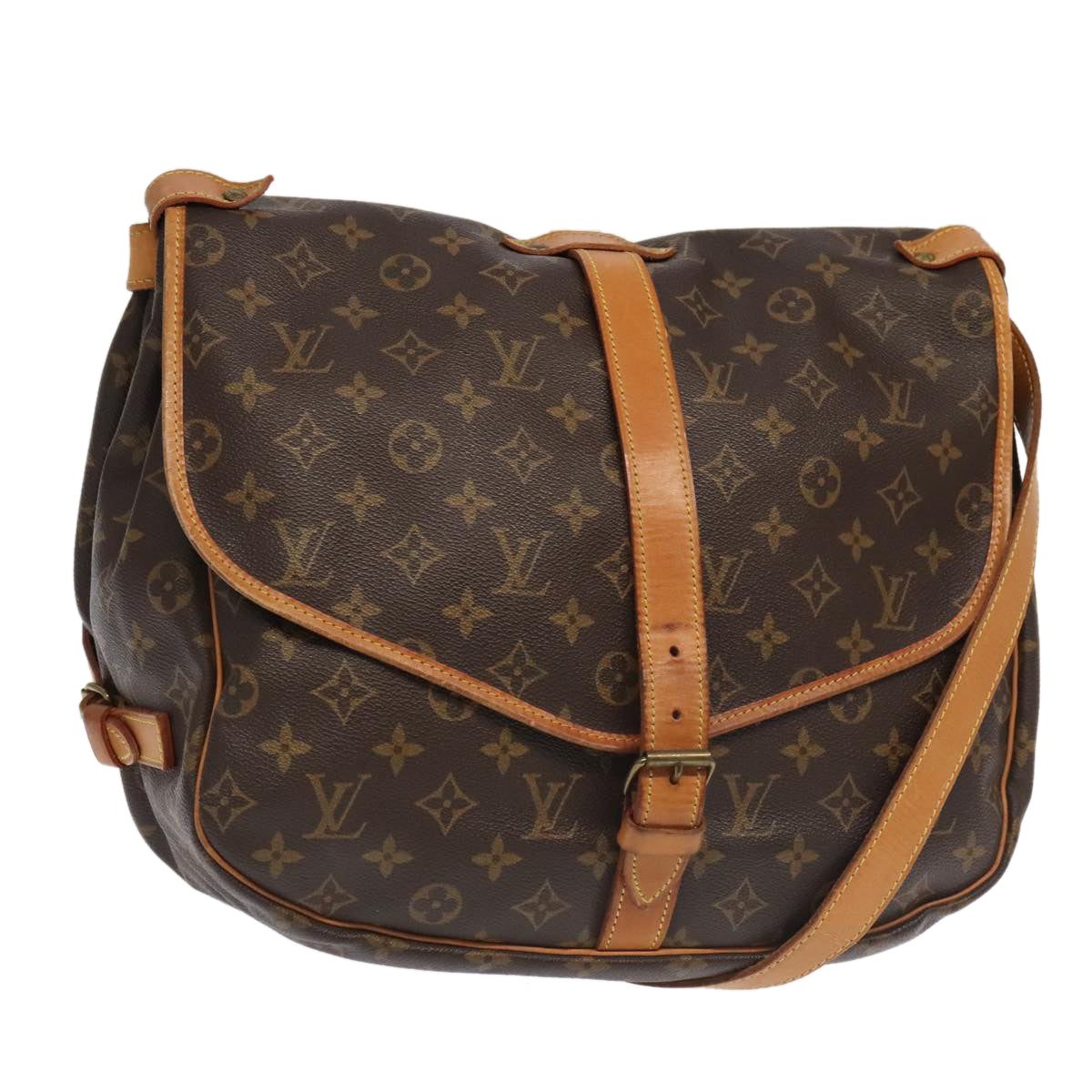 LOUIS VUITTON Monogram Saumur 35 Shoulder Bag M42254 LV Auth 80996