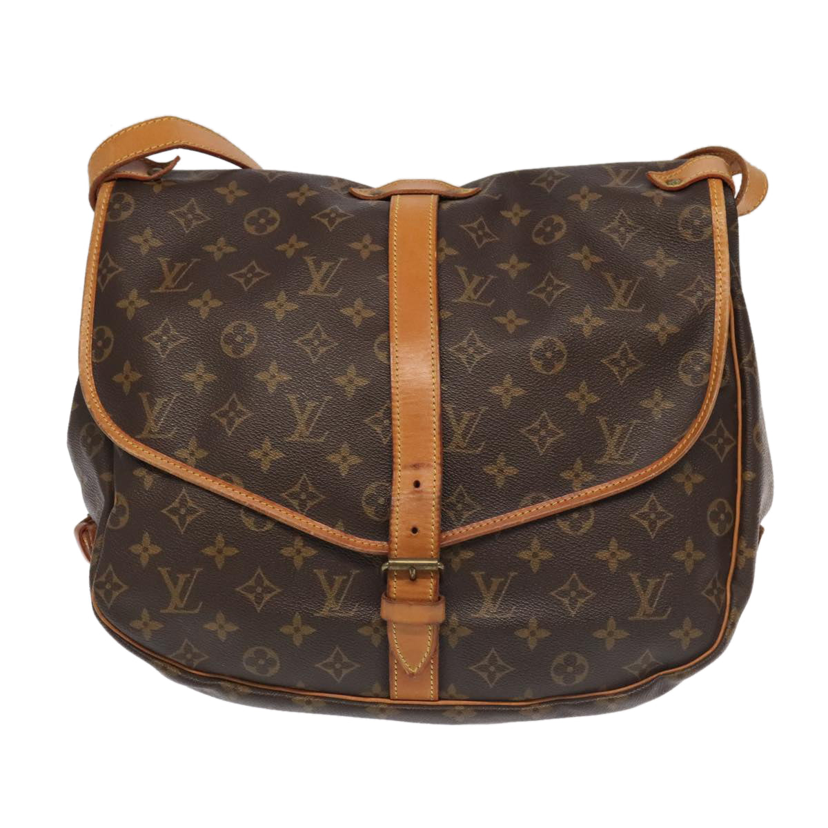 LOUIS VUITTON Monogram Saumur 35 Shoulder Bag M42254 LV Auth 80996