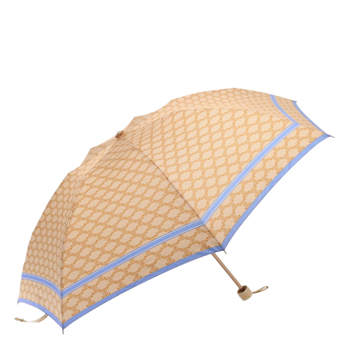 CELINE Macadam Canvas folding Umbrella Nylon Beige Auth 81000