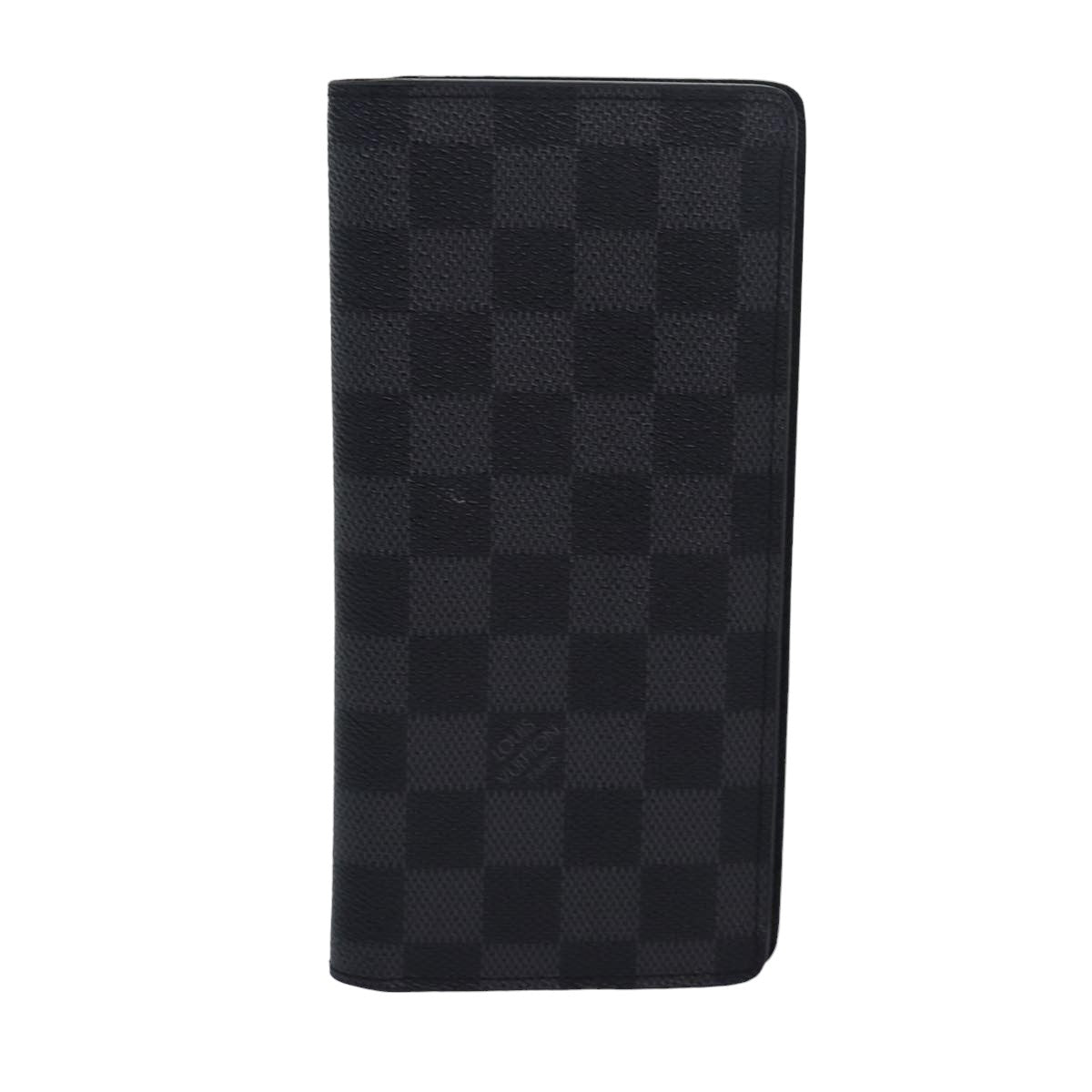 LOUIS VUITTON Damier Graphite Portefeuille Brazza Long Wallet N62665 Auth 81002