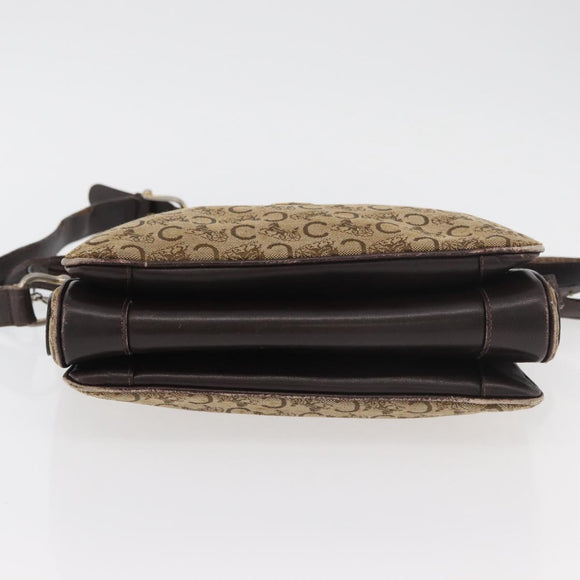 CELINE C Sulky Shoulder Bag Canvas Beige Brown Auth 81007
