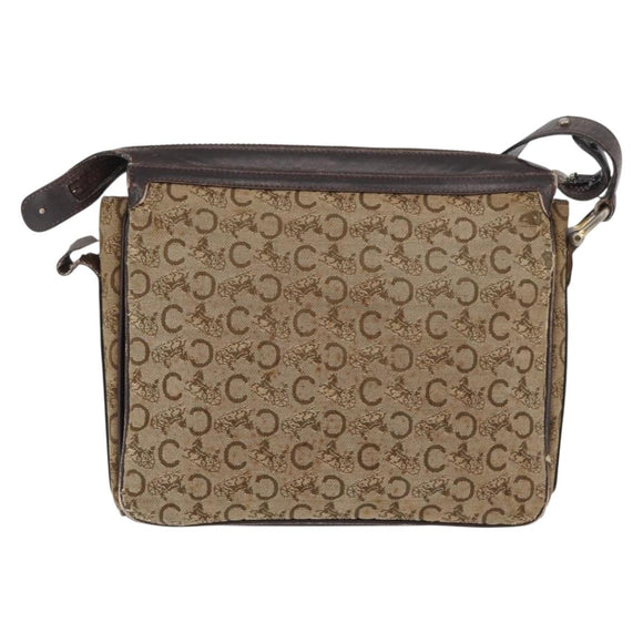 CELINE C Sulky Shoulder Bag Canvas Beige Brown Auth 81007