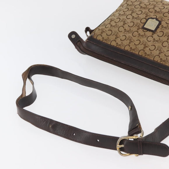 CELINE C Sulky Shoulder Bag Canvas Beige Brown Auth 81007