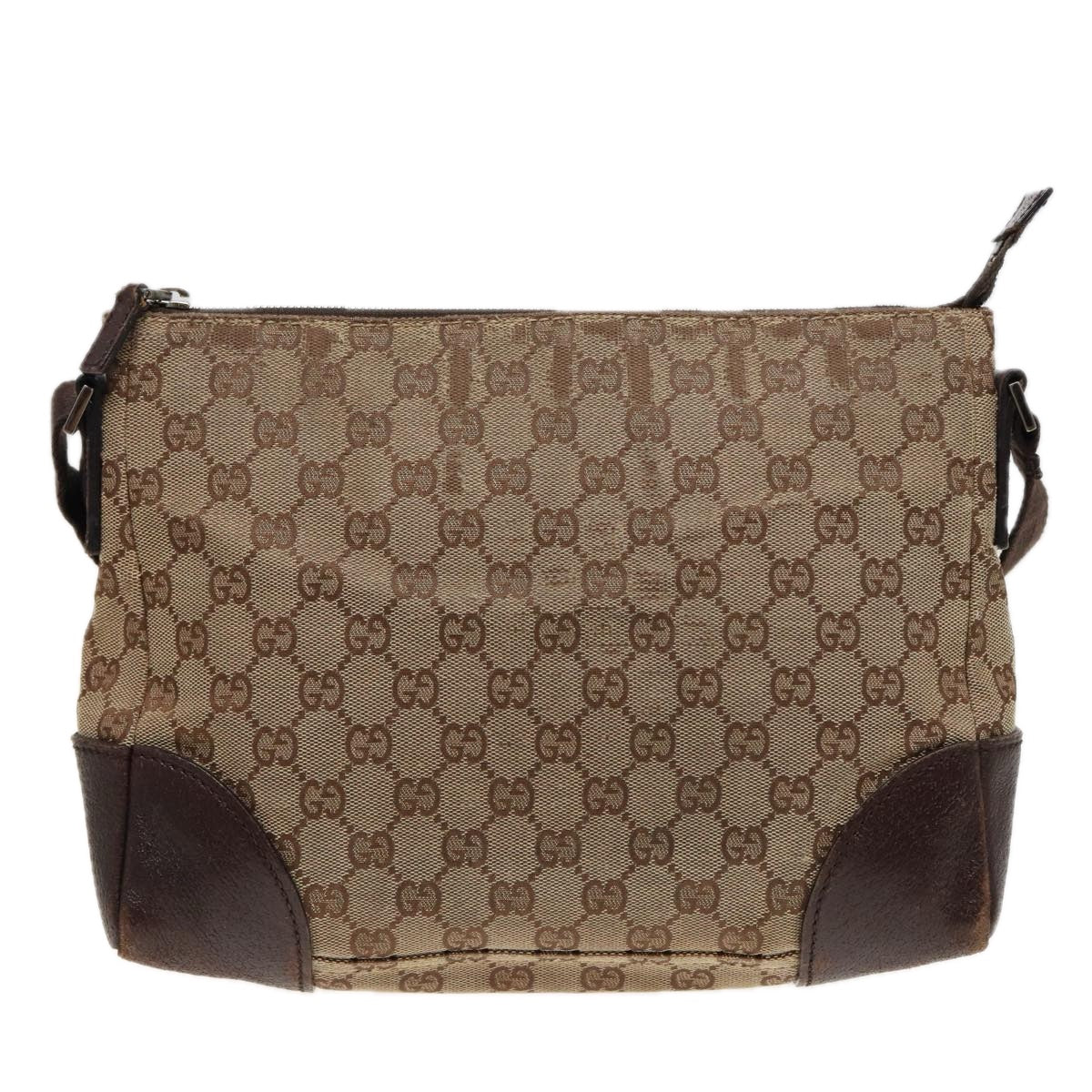 GUCCI GG Canvas Shoulder Bag Beige 114273 Auth 81012