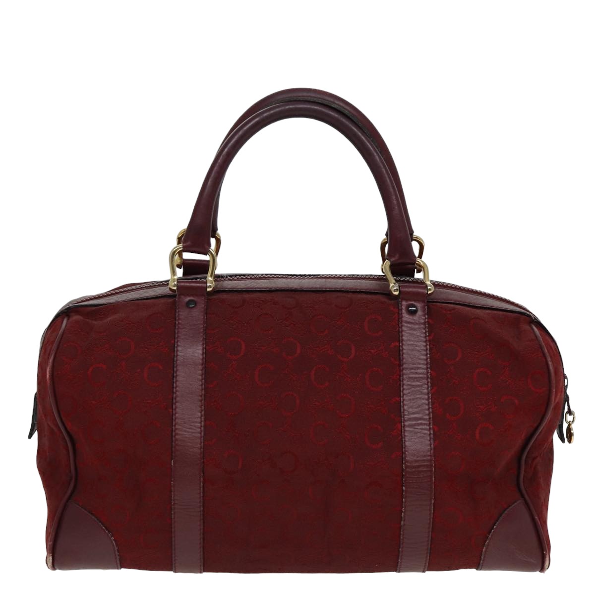 CELINE C Macadam Canvas Boston Bag Red Auth 81013