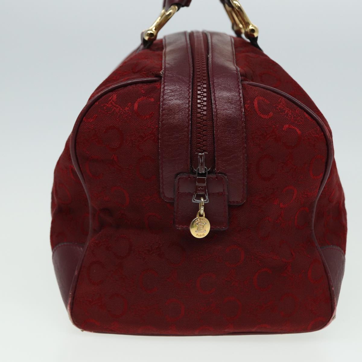 CELINE C Macadam Canvas Boston Bag Red Auth 81013