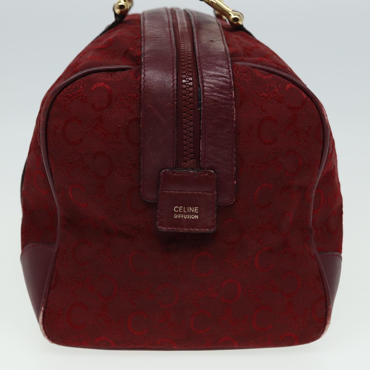 CELINE C Macadam Canvas Boston Bag Red Auth 81013