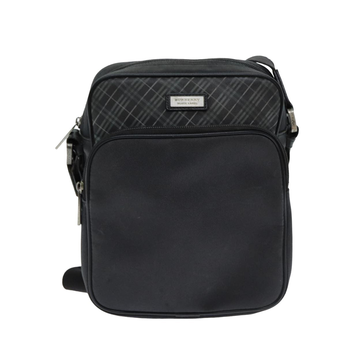 BURBERRY Nova Check Shoulder Bag Nylon Canvas Black Auth 81016