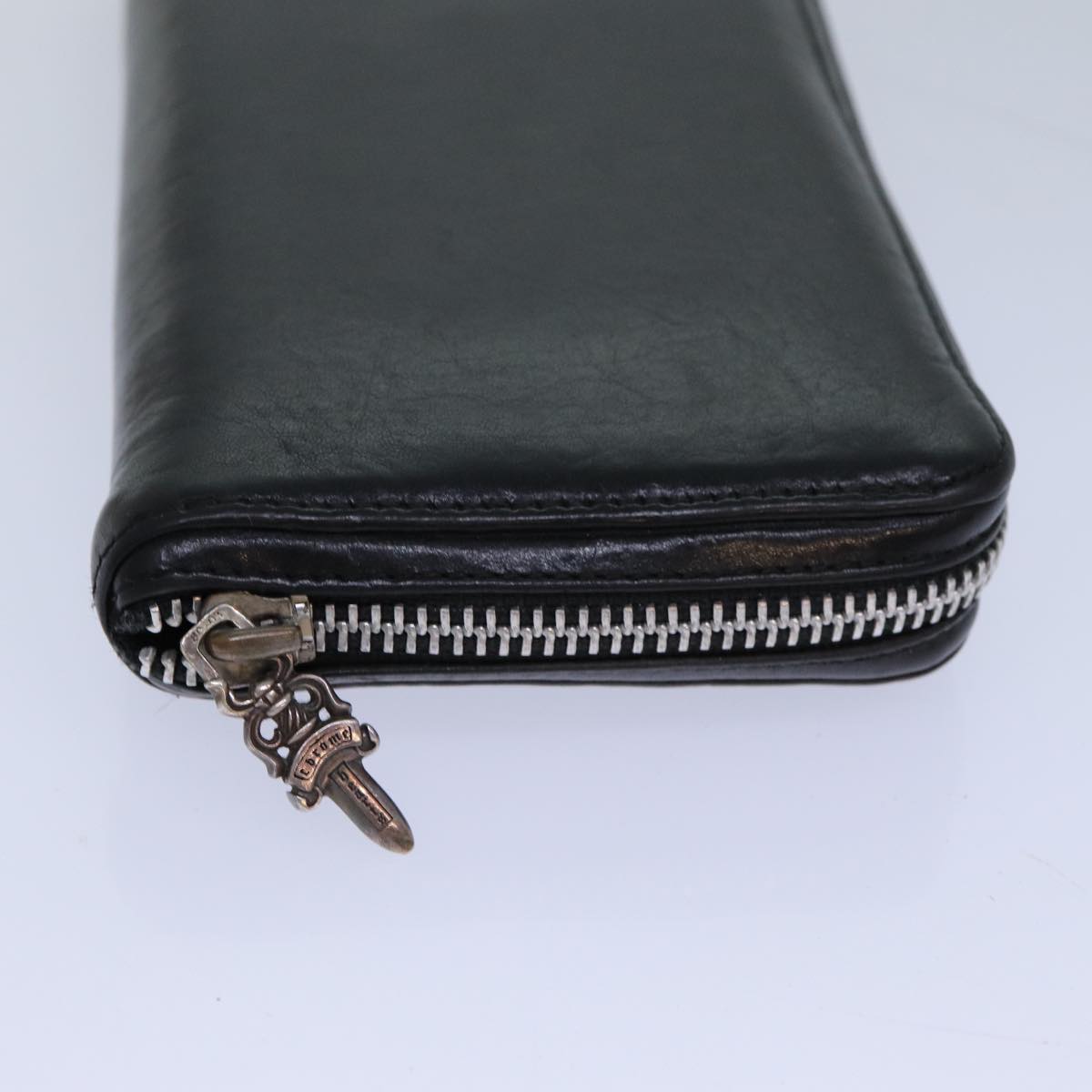 Chrome Hearts Fillingly Cross Long Wallet Leather Black Auth 81022