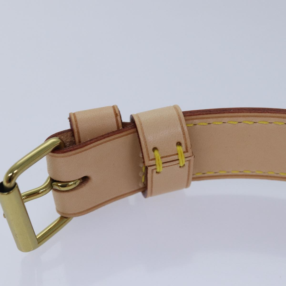 LOUIS VUITTON Powanie Name Tag Shoulder Strap Leather Set Beige LV Auth 81023