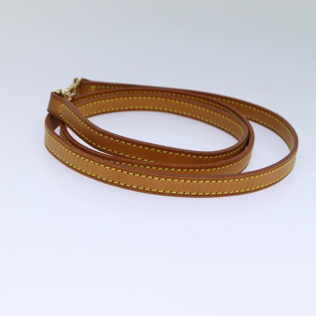 LOUIS VUITTON Shoulder Strap Leather 47.2"" Beige LV Auth 81026