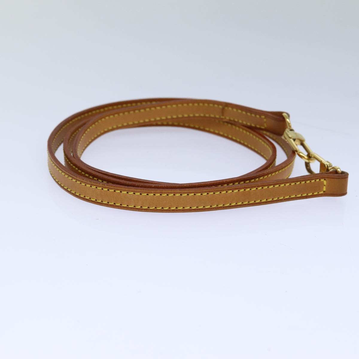 LOUIS VUITTON Shoulder Strap Leather 47.2"" Beige LV Auth 81026