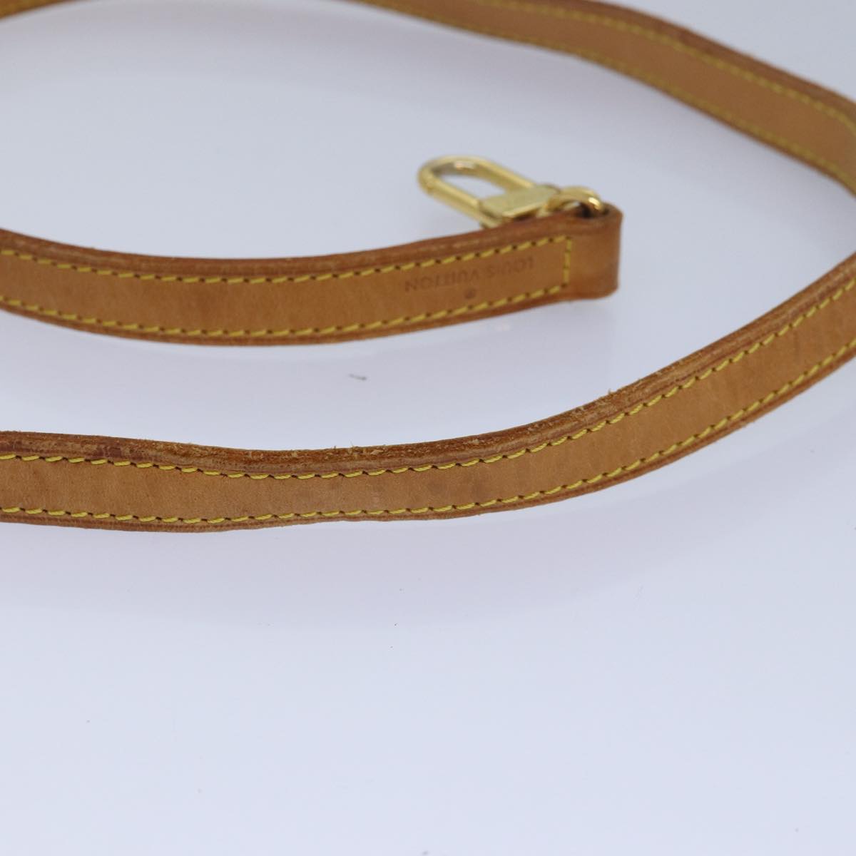 LOUIS VUITTON Shoulder Strap Leather 35.4"" Beige LV Auth 81038