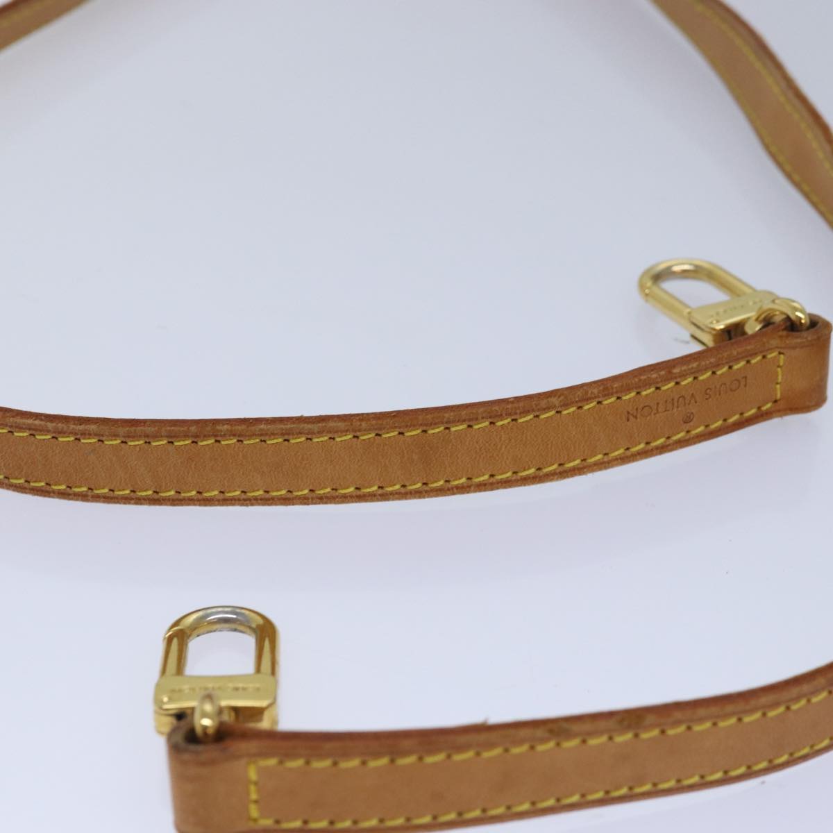 LOUIS VUITTON Shoulder Strap Leather 35.4"" Beige LV Auth 81038