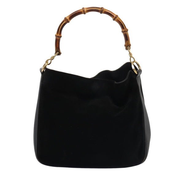 GUCCI Bamboo Handtasche Wildleder 2way Schwarz Original 81045