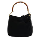 GUCCI Bamboo Hand Bag Suede 2way Black Auth 81045-13