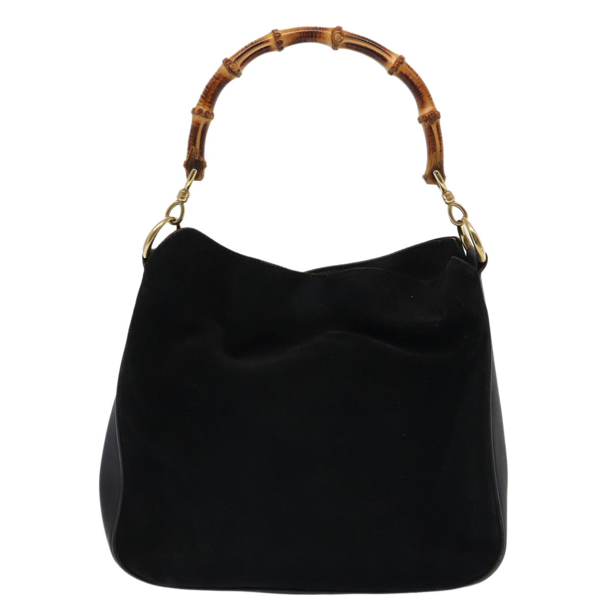 GUCCI Bamboo Hand Bag Suede 2way Black Auth 81045