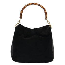 GUCCI Bamboo Hand Bag Suede 2way Black Auth 81045 - 0