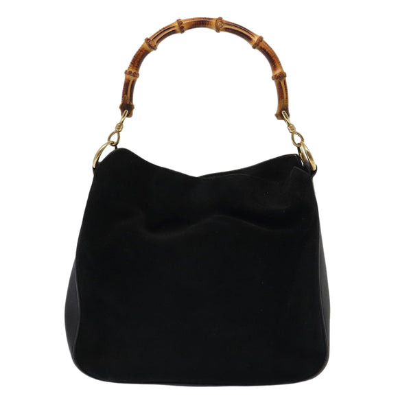 GUCCI Bamboo Handtasche Wildleder 2way Schwarz Original 81045