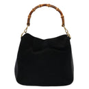 GUCCI Bamboo Hand Bag Suede 2way Black Auth 81045-2
