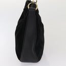 GUCCI Bamboo Hand Bag Suede 2way Black Auth 81045-3