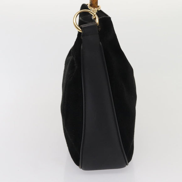 GUCCI Bamboo Handtasche Wildleder 2way Schwarz Original 81045