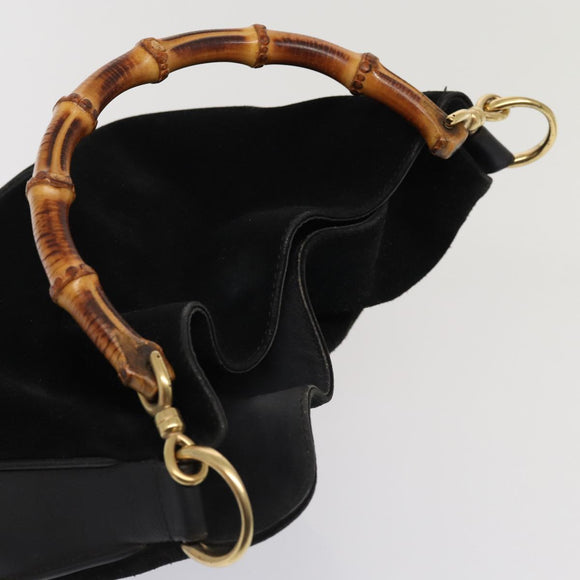 GUCCI Bamboo Handtasche Wildleder 2way Schwarz Original 81045