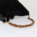 GUCCI Bamboo Hand Bag Suede 2way Black Auth 81045-7