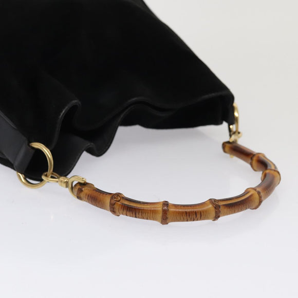 GUCCI Bamboo Handtasche Wildleder 2way Schwarz Original 81045