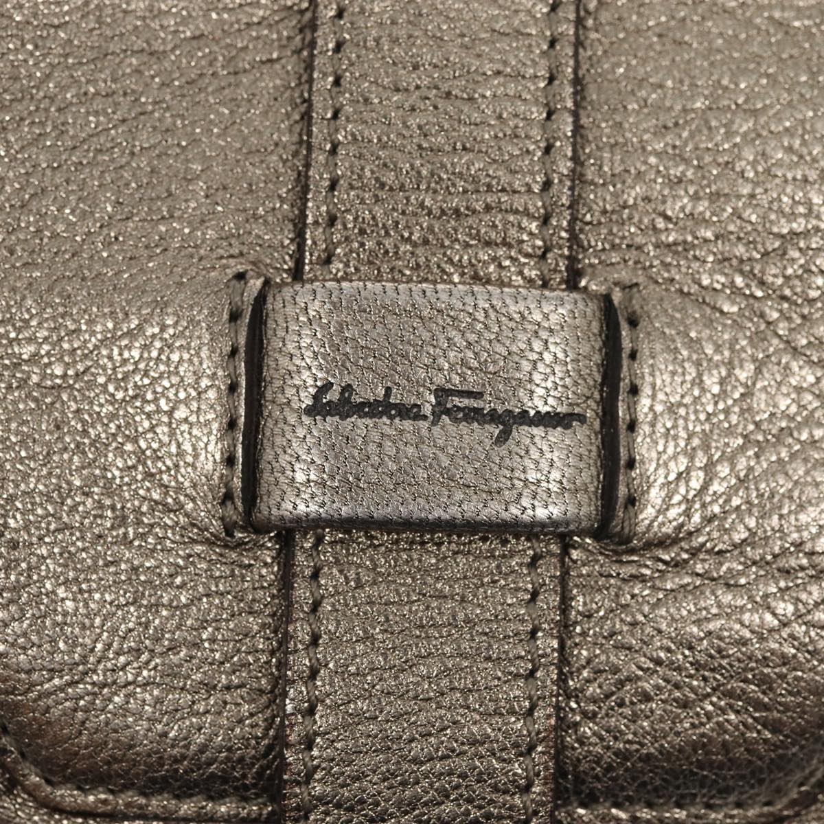 Salvatore Ferragamo Shoulder Bag Leather Silver Auth 81046