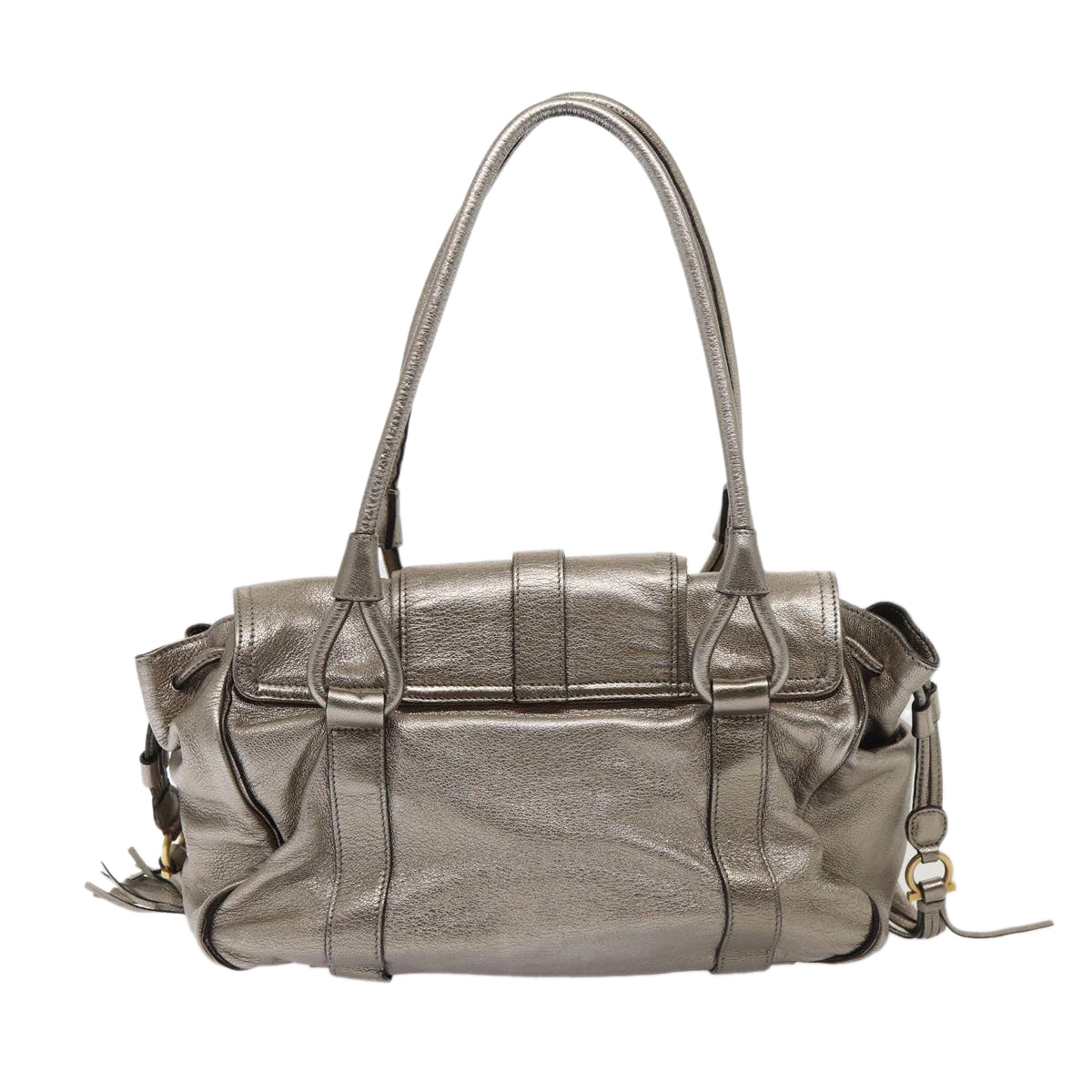 Salvatore Ferragamo Shoulder Bag Leather Silver Auth 81046 - 0