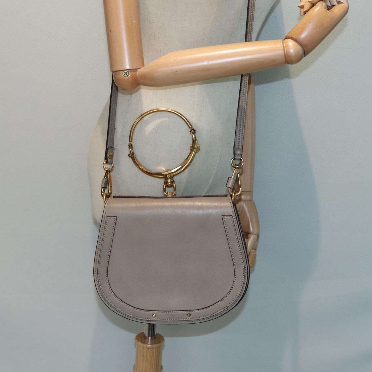 Chloe Nile Hand Bag Leather 2way Beige Auth 81052