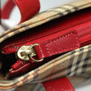 BURBERRY Nova Check Tote Bag Canvas Beige Red Auth 81053-17