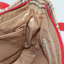 BURBERRY Nova Check Tote Bag Canvas Beige Red Auth 81053-18