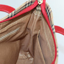 BURBERRY Nova Check Tote Bag Canvas Beige Red Auth 81053-20