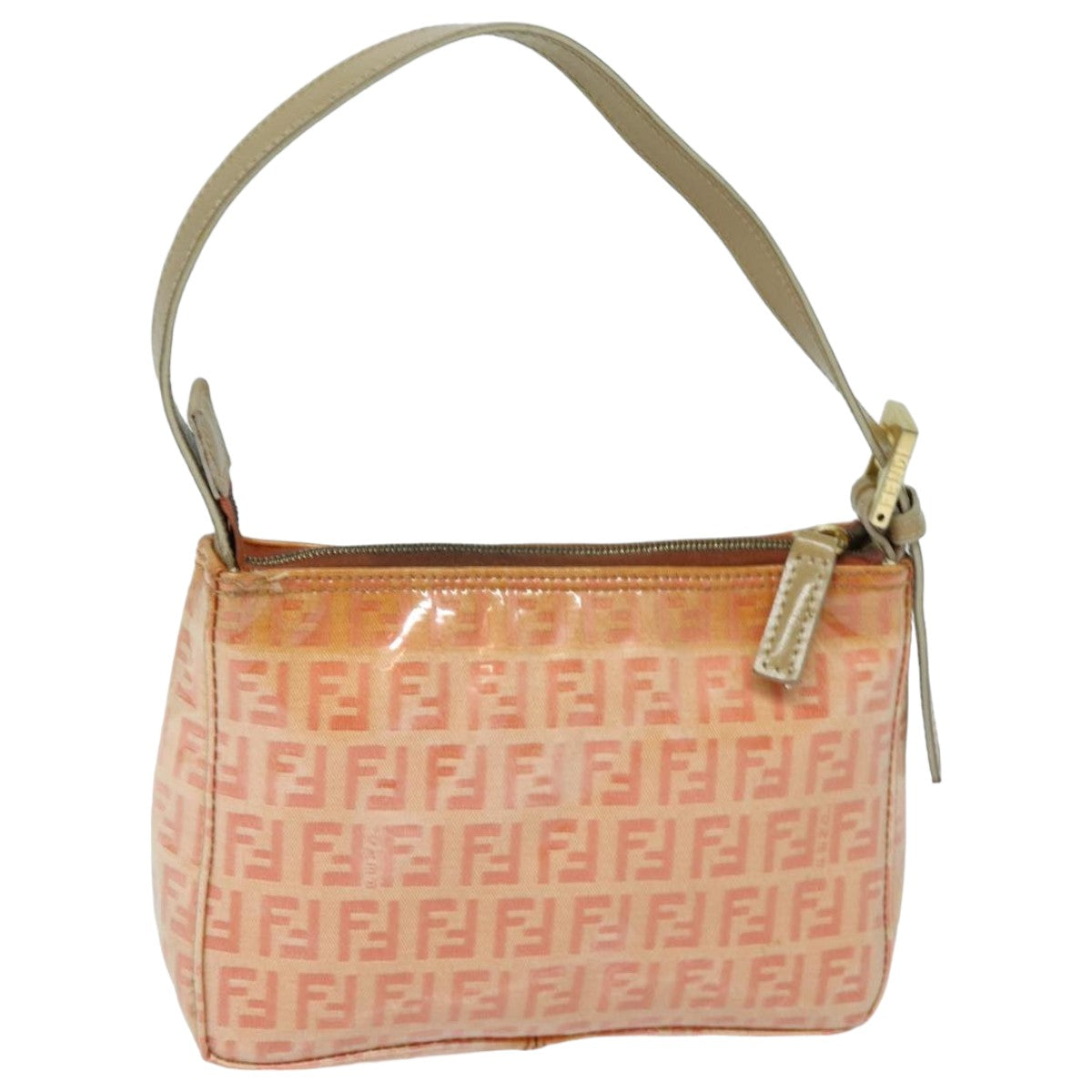 FENDI Zucchino Canvas Hand Bag Enamel Orange Auth 81071 - 0