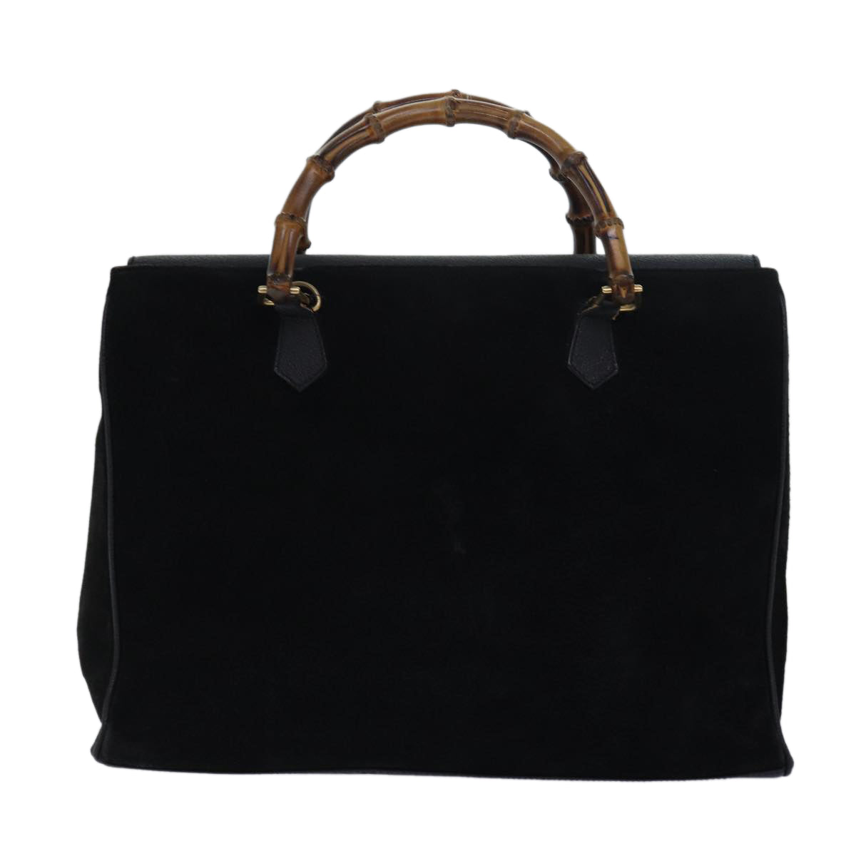 GUCCI Bamboo Tote Bag Suede Leather Black Auth 81106