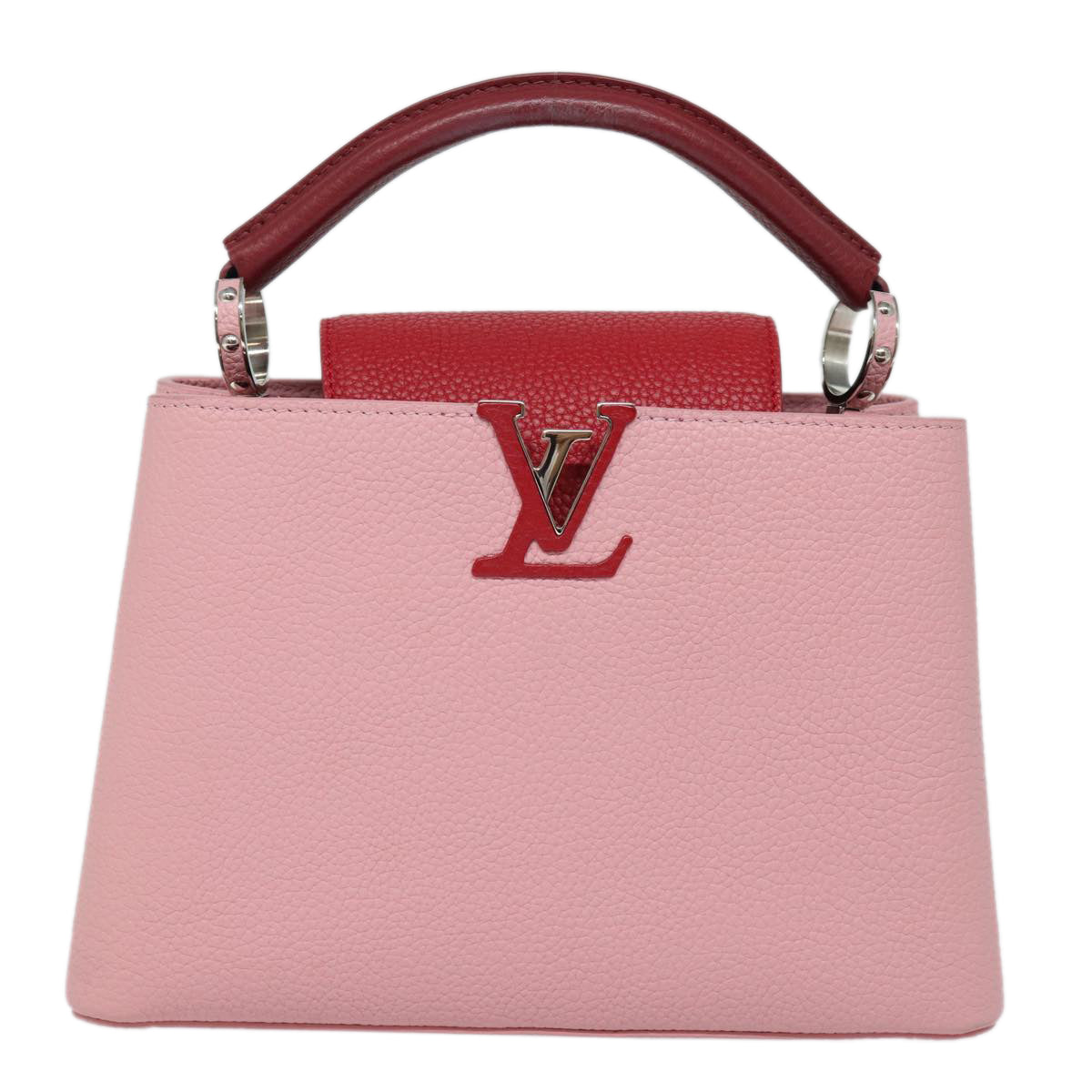 LOUIS VUITTON Capusine BB Hand Bag Taurillon Leather 2way Red Pink Auth 81113A