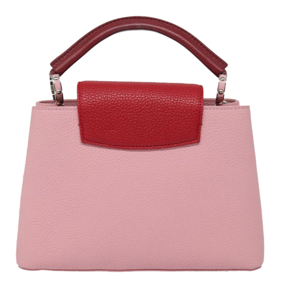 LOUIS VUITTON Capusine BB Hand Bag Taurillon Leather 2way Red Pink Auth 81113A