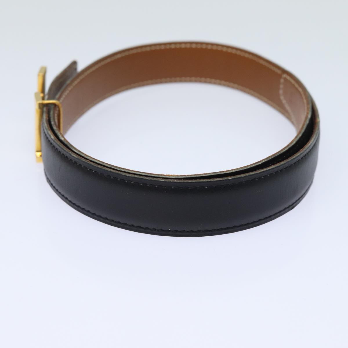 HERMES Constance Belt Leather 29.1"" Black Auth 81120