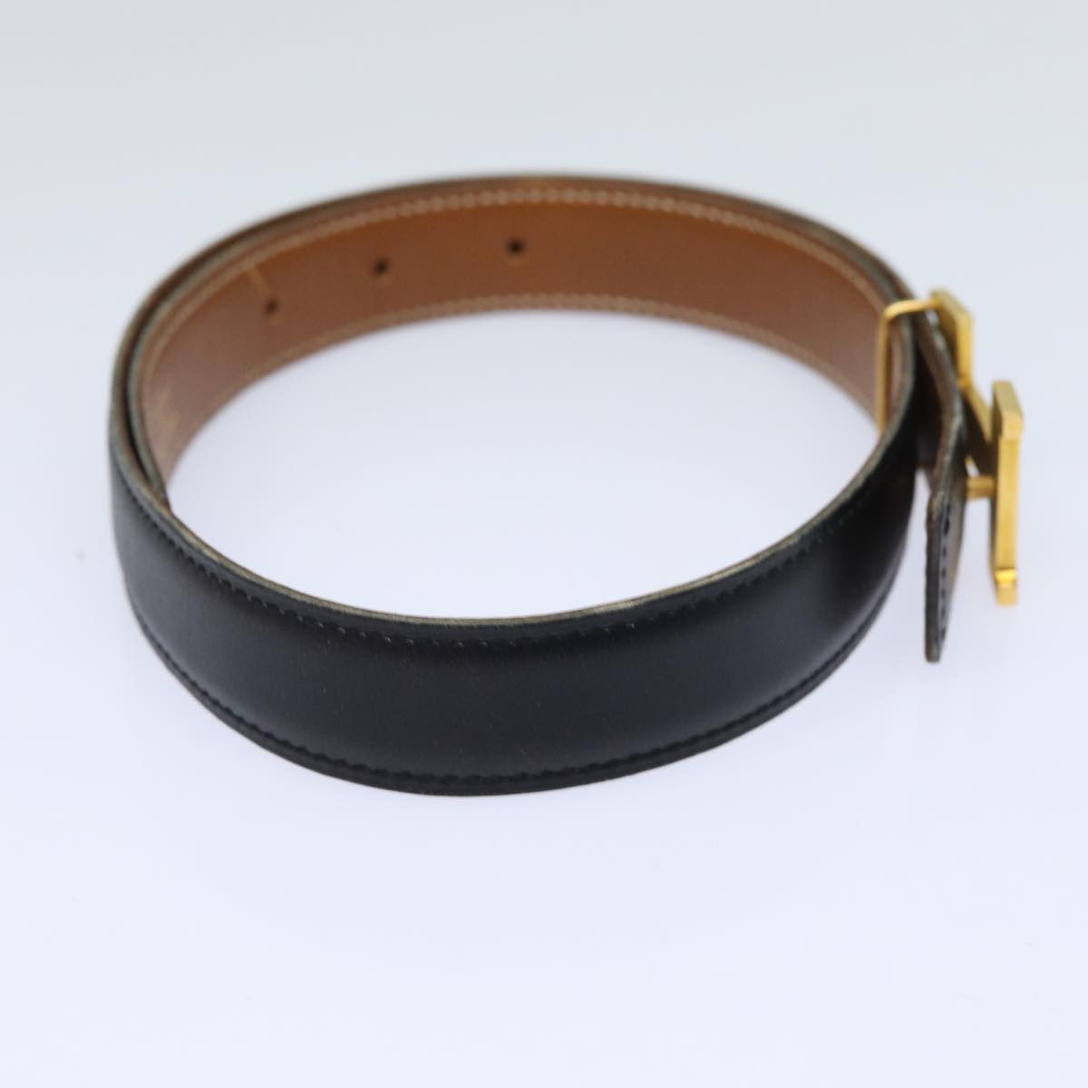 HERMES Constance Belt Leather 29.1"" Black Auth 81120