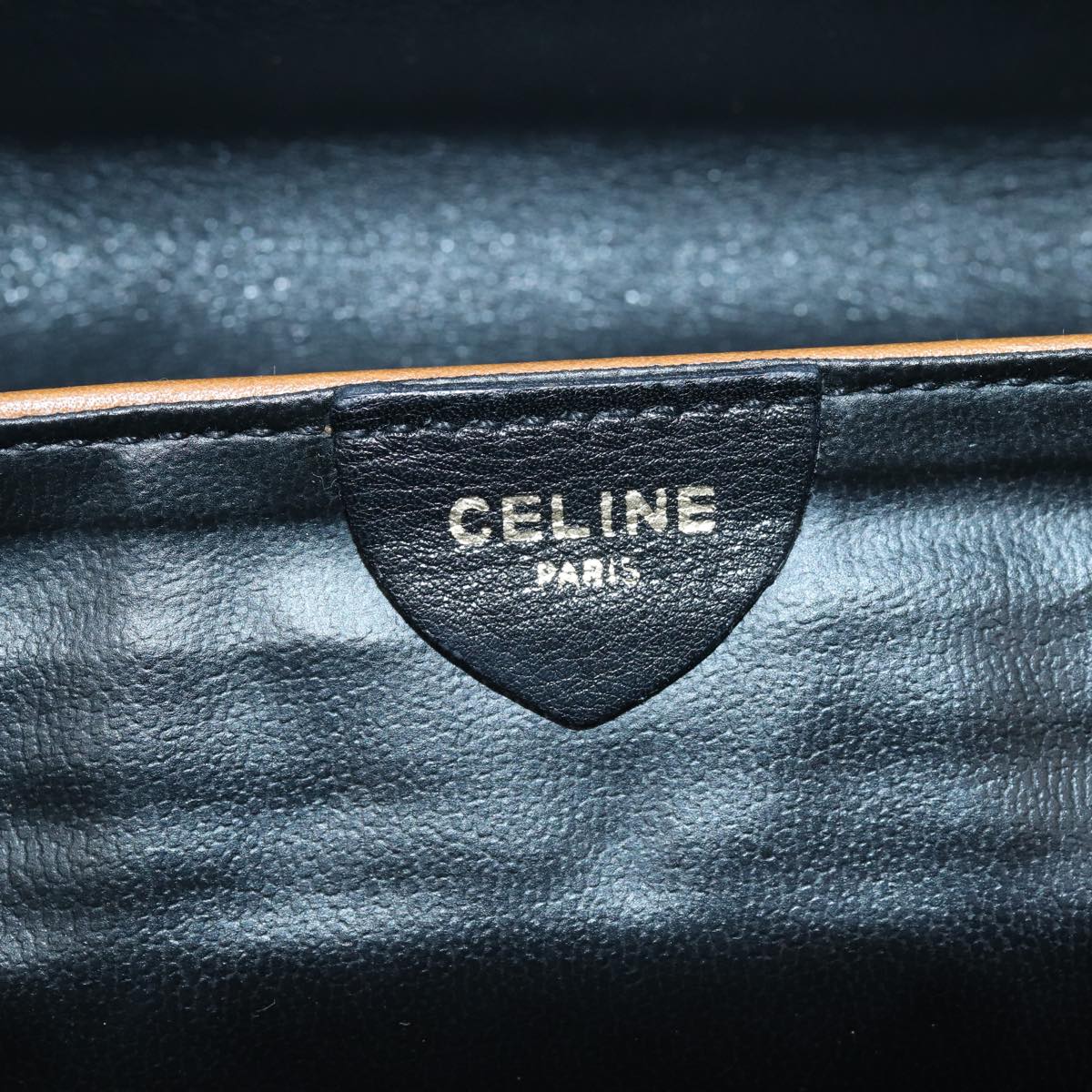 CELINE Clutch Bag Leather Black Auth 81129