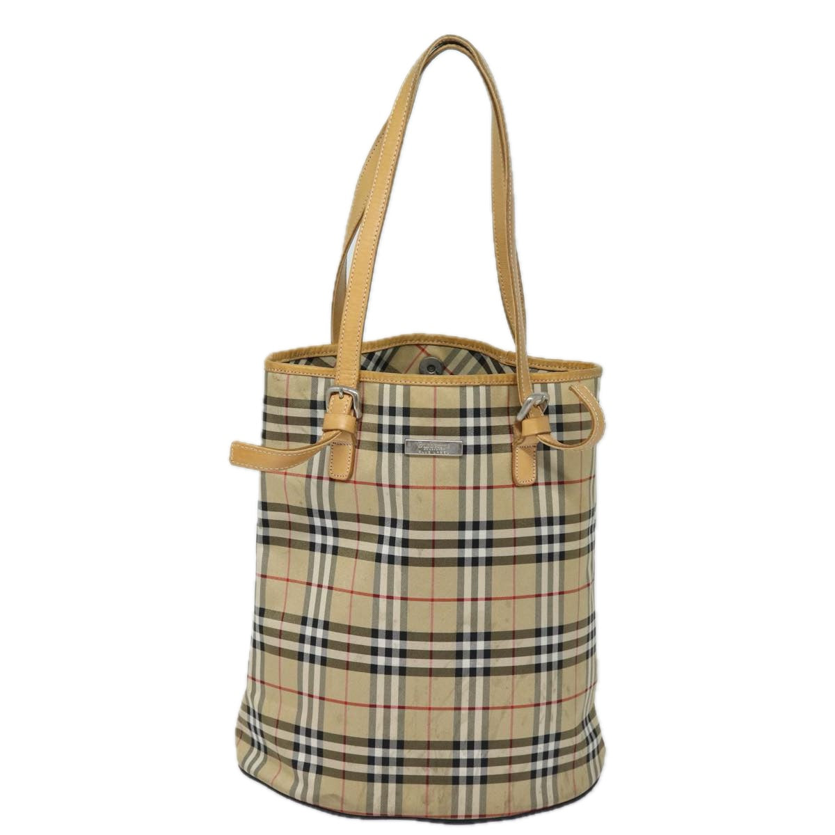 Burberrys Nova Check Blue Label Shoulder Bag Canvas Beige Auth 81140 - 0