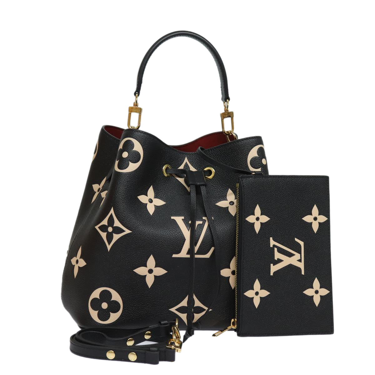 LOUIS VUITTON Monogram Empreinte Neo Noe Bag Black Beige M45497 LV Auth 81142SA