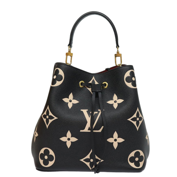 LOUIS VUITTON Monogram Empreinte Neo Noe Bag Black Beige M45497 LV Auth 81142SA