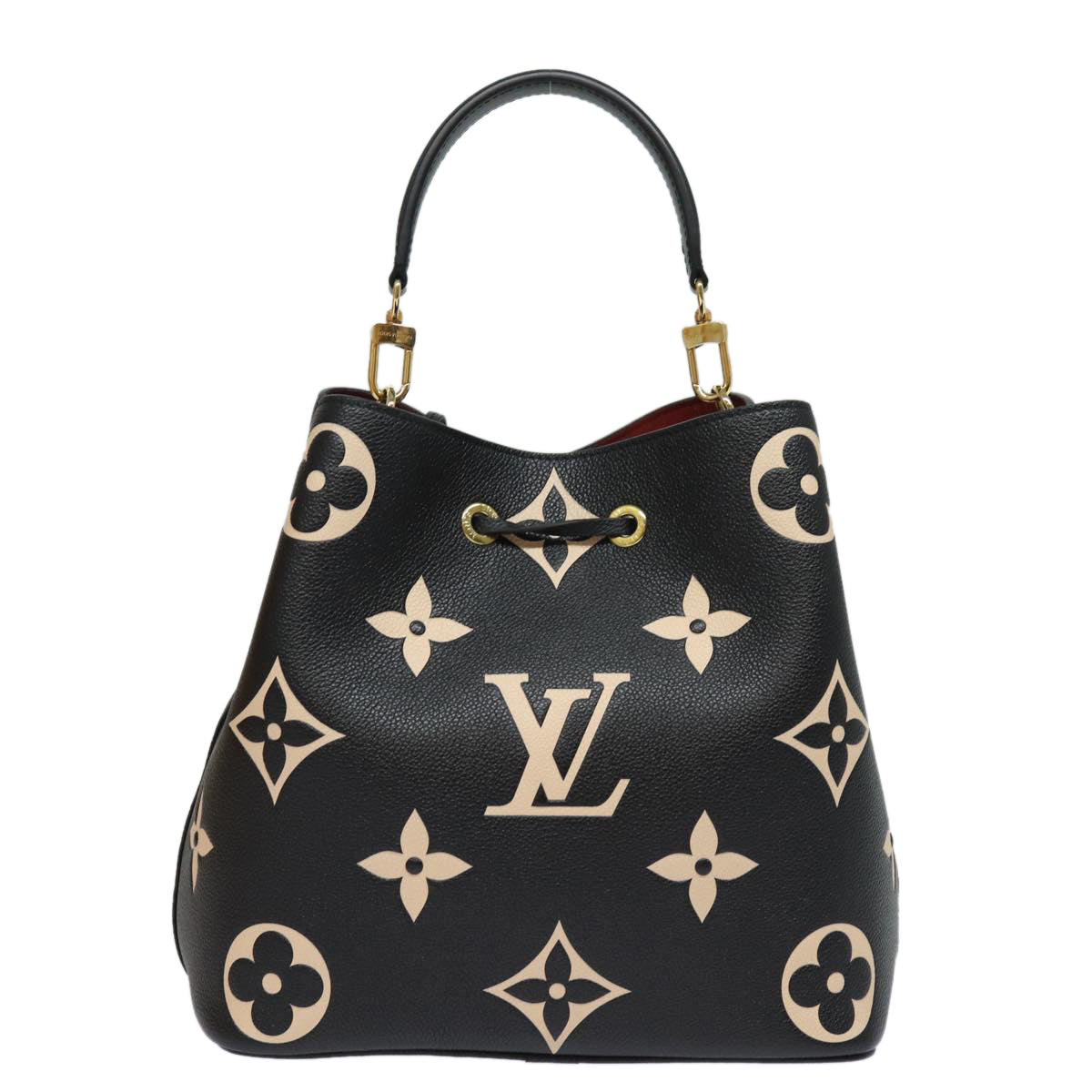 LOUIS VUITTON Monogram Empreinte Neo Noe Bag Black Beige M45497 LV Auth 81142SA