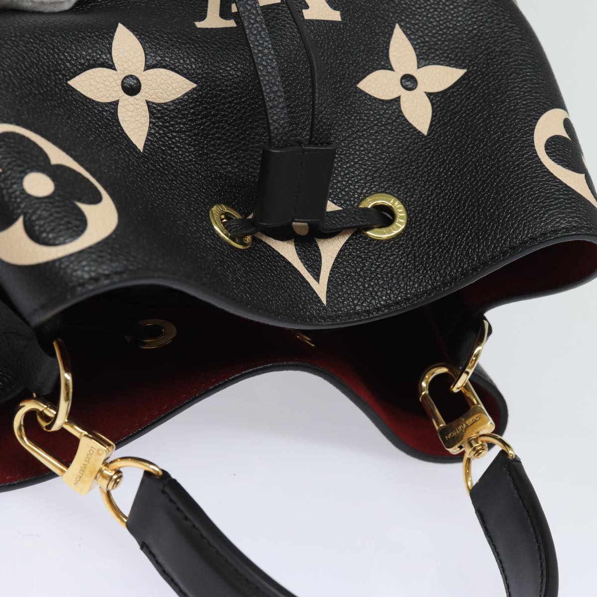 LOUIS VUITTON Monogram Empreinte Neo Noe Bag Black Beige M45497 LV Auth 81142SA