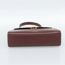 CARTIER Hand Bag Leather Wine Red Auth 81148-9