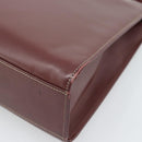 CARTIER Hand Bag Leather Wine Red Auth 81148-16